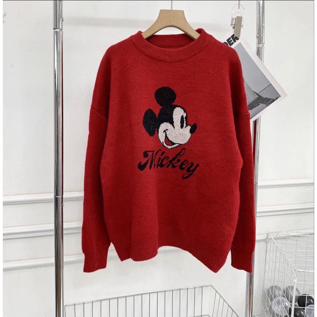 [Có Video + Ảnh Thật] Áo Sweater Nữ Mickey Đỏ Chất Nỉ Bông Mềm Mịn Siêu Xinh- Chuu House- CH0190