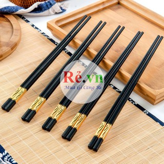 [HÀNG CAO CẤP] Hộp 10 đôi đũa hợp kim mạ vàng Hàn Quốc Korea Design