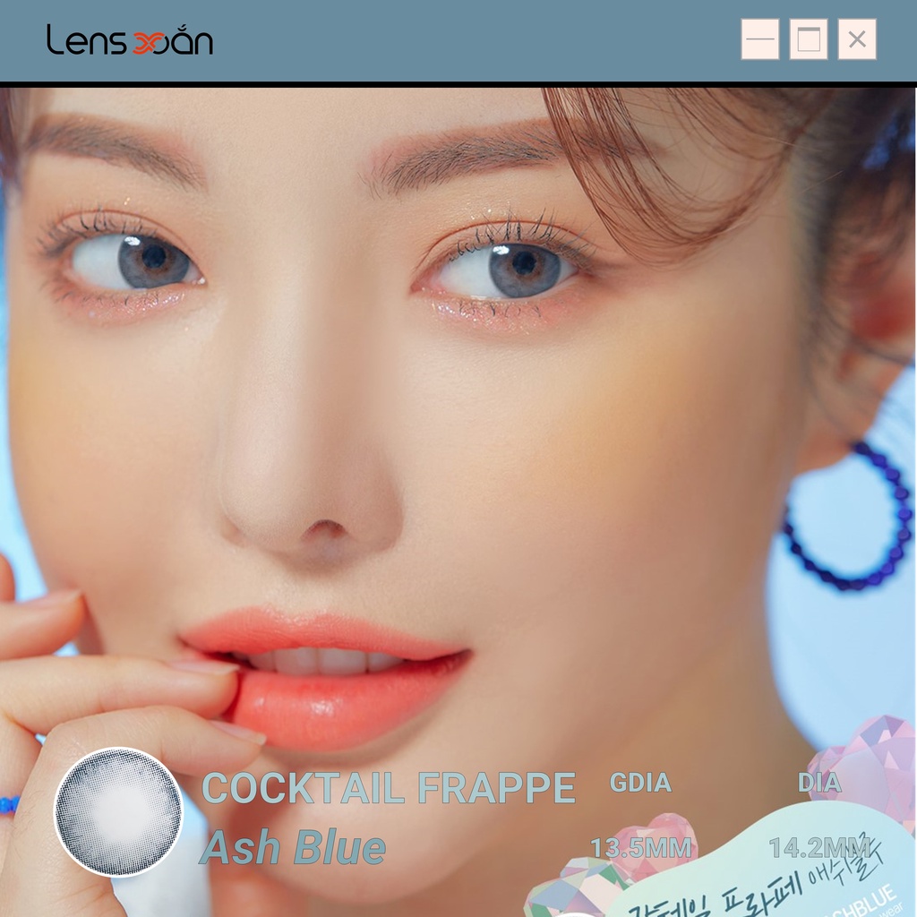 KÍNH ÁP TRÒNG COCKTAIL FRAPPE ASH BLUE CỦA LENS ME: Lens xanh lam hiệu ứng pha lê trong trẻo | Lens Xoắn