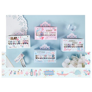 [CHIẾT] Băng dính Washi Tape Chiết set Kristin 5 mẫu có nhũ trang trí tranh vẽ, sổ tay, planner