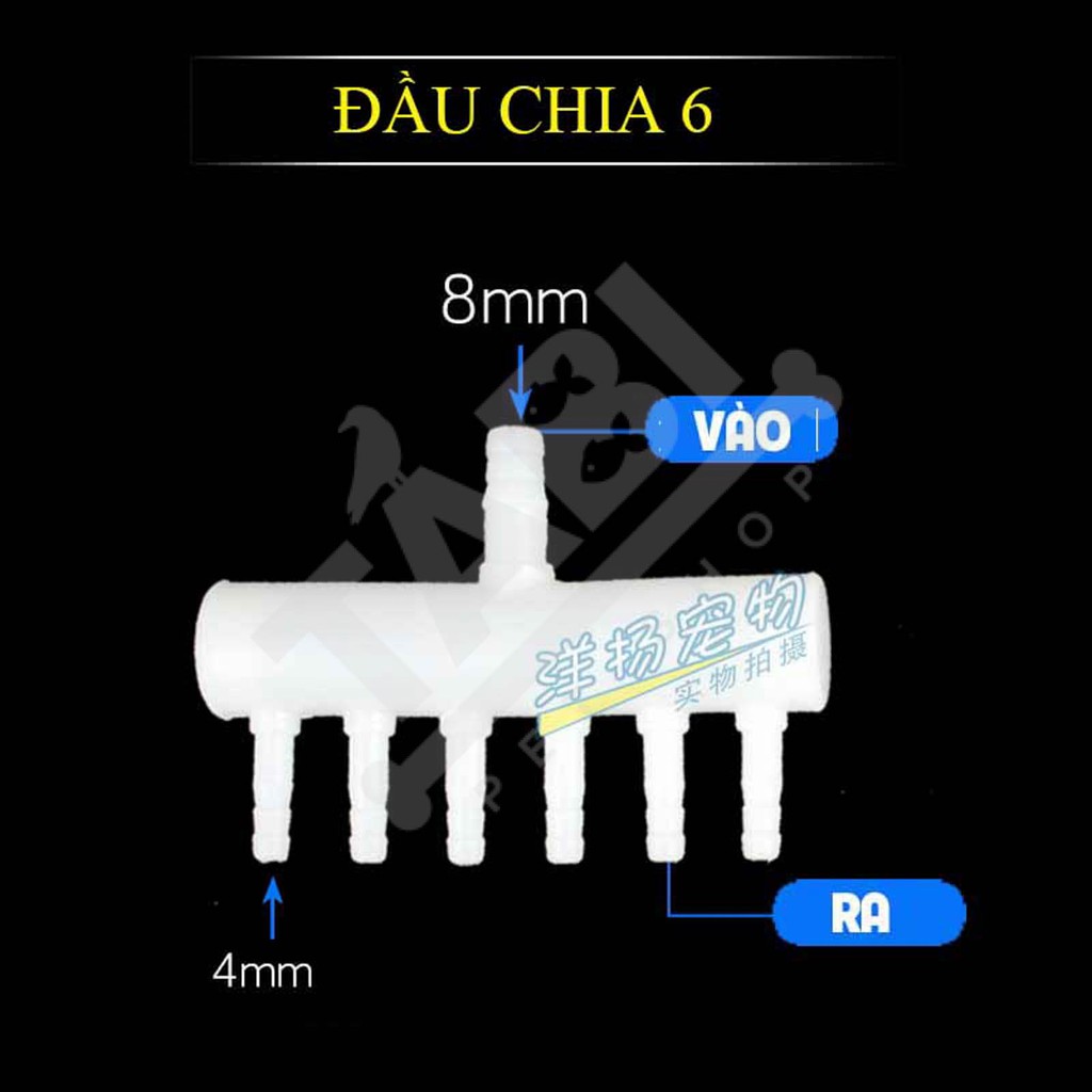 Ống Chia Dây Sủi Khí Oxy 4-6-8-10 Đầu Cho Hồ Cá Cảnh, Bể Cá Thuỷ Sinh