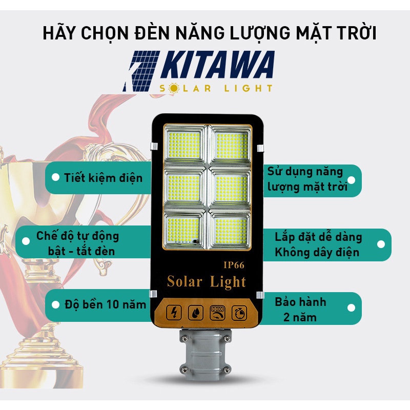 Đèn Đường Năng Lượng Mặt Trời 300W KITAWA BC1300-V; Bảo Hành 2 Năm; Chống Nước IP66