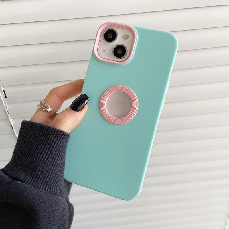Ốp Điện Thoại Mềm Chống Sốc Màu Tương Phản Có Logo Cho iPhone 14 13 12 11 Pro Max XS XR X 8 + 7 Plus