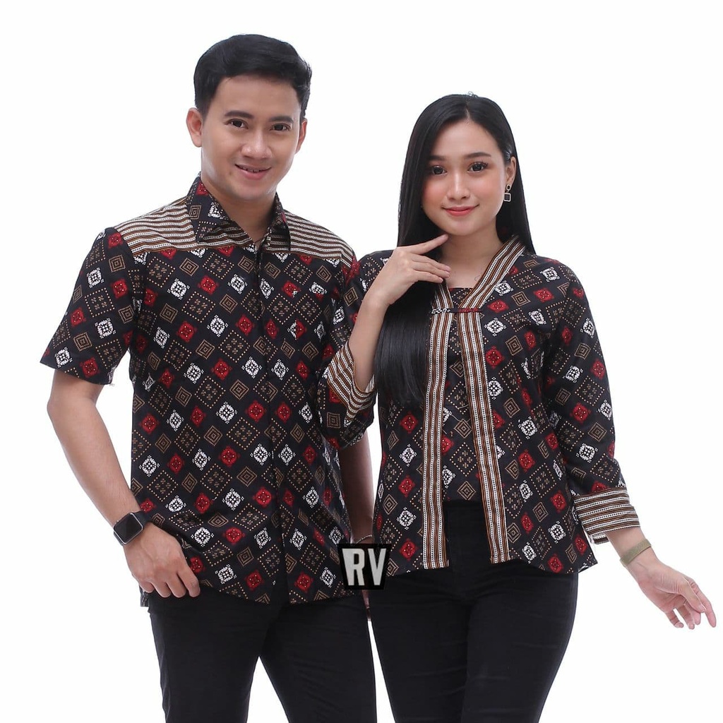 Bộ đồng phục áo sơ mi họa tiết chấm bi phối bèo màu đỏ và trắng thời trang cho cặp đôi