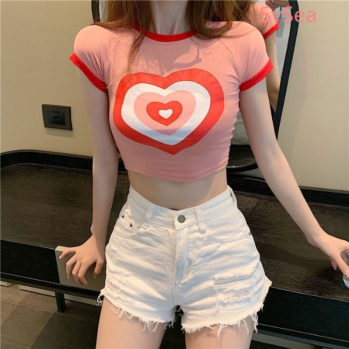 Áo Croptop Ngắn Tay Ôm Dáng Thời Trang Mùa Hè Gợi Cảm Cho Nữ