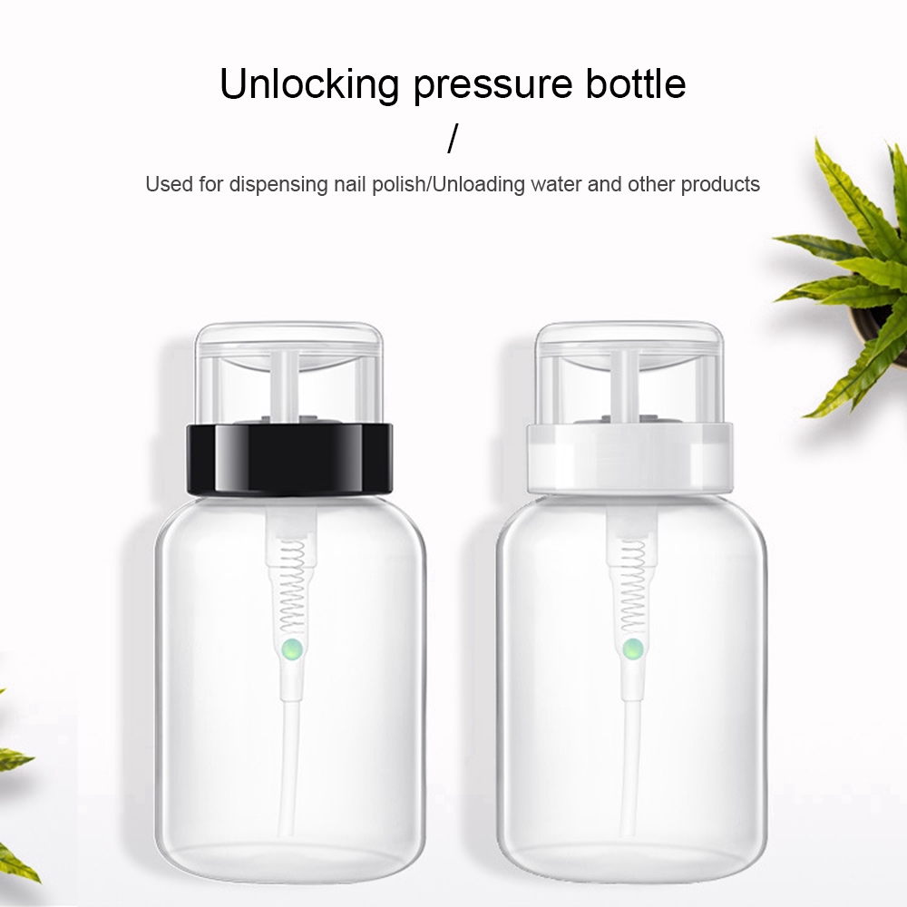 200ml Plastic Empty Nail Polish Remover Bottle/ Reusable Transparent Anti-cracking Press Pumping Dispenser/ Nail Art UV Gel Cleaner
