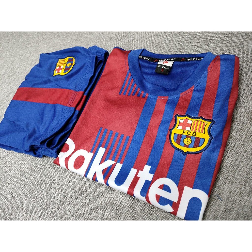 bộ bóng đá trẻ em barca sọc 2021, áo đá banh trẻ em sale 50%%