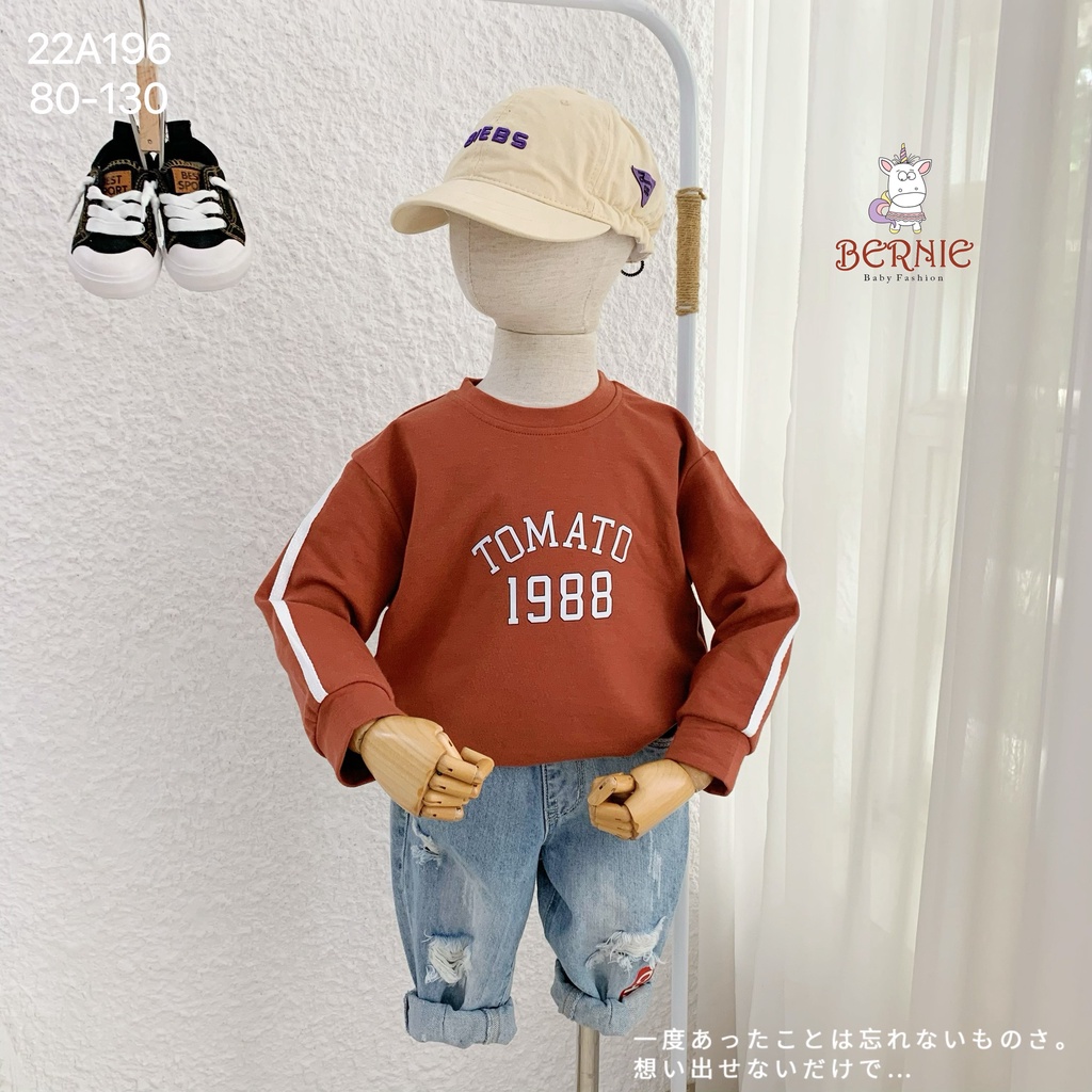 Áo phông da cá dày dặn unisex cho bé, áo thun dài tay thu đông hàng đẹp hoạ tiết basic Bẻnie