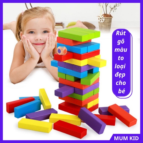 Đồ chơi thông minh cho trẻ em, bộ rút gỗ màu, xếp hình bằng gỗ loại lớn, đẹp cho bé trai, con gái 2 3 4 5 6 7 8 9 tuổi