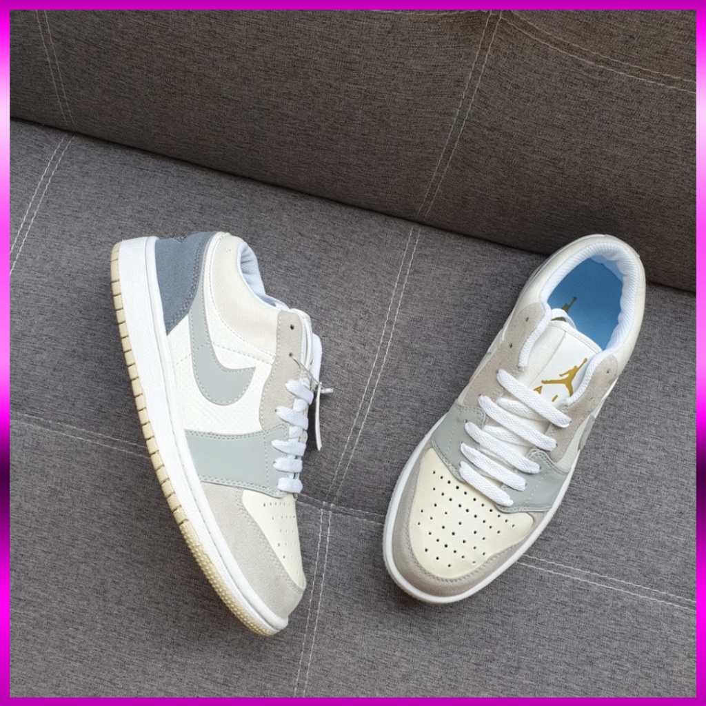[FREE SHIP] [Bán Rẻ Xin Đánh Giá] Giày 𝐉𝐨𝐫𝐝𝐚𝐧 1 low paris màu xám xanh nam nữ, Giày sneaker JD 1 paris cổ thấp bản