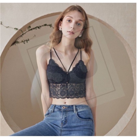 Áo bra ren đính khuy cổ V siêu đẹp