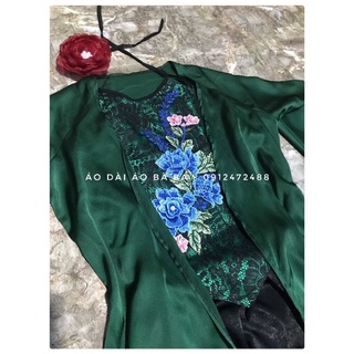 Set tứ thân lụa màu xanh lá đậm