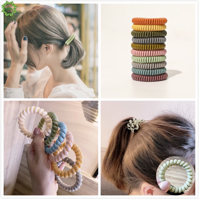 Bộ 5 dây cột tóc lò xo đơn giản nhiều màu sắc dễ thương dành cho nữ
