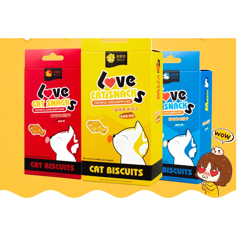 Bánh thưởng cho mèo LOVE CATSNACK 100g (hỗ trợ làm mượt, loại bỏ búi lông)