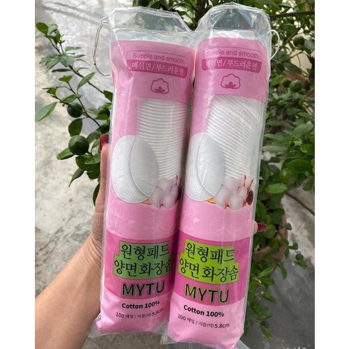 Bông tẩy trang BOB Hàn Quốc Mytu sợi bông tự nhiên- 100 miếng