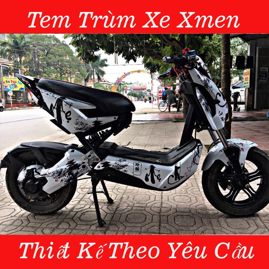 Tem Trùm Xe Điện Chất Liệu Decal 3 Lớp - Mẫu Cha Mẹ