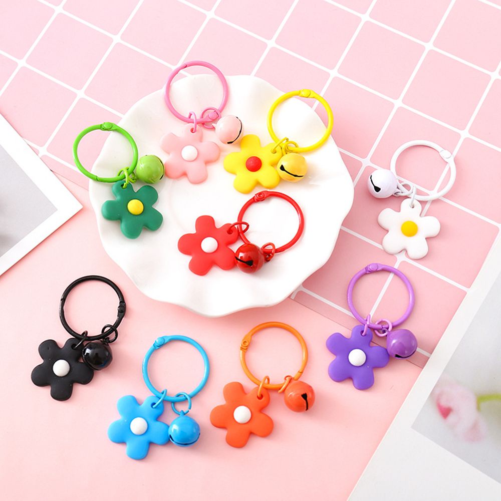 Móc chìa khóa hình hoa gắn chuông nhiều màu sắc dễ thương