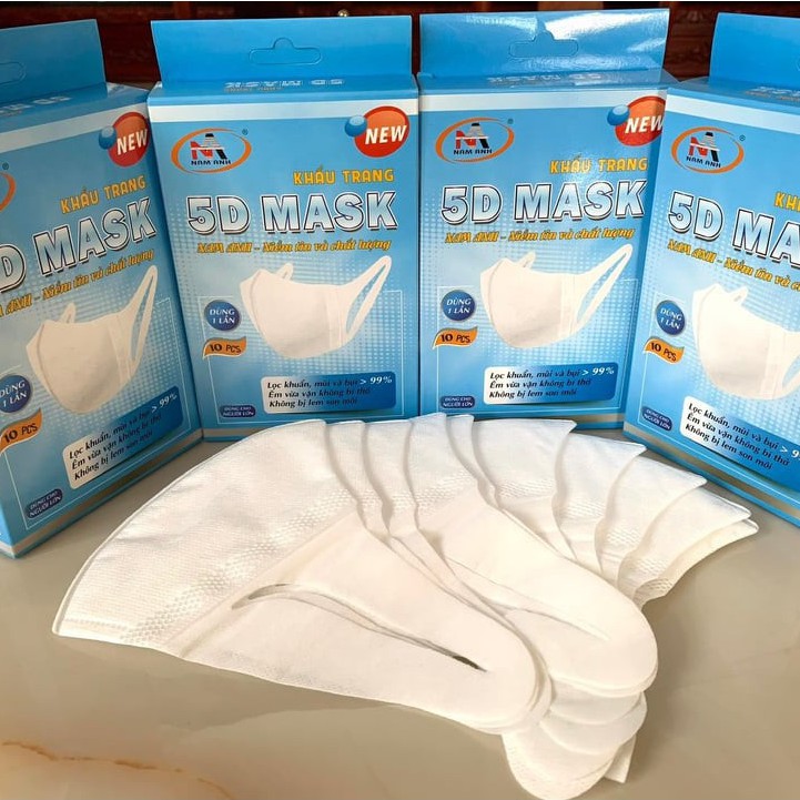 [ Hàng đã kiểm định chất lượng ] Khẩu Trang 5D Mask Nam Anh quai vải chính hãng / Hộp 10 cái