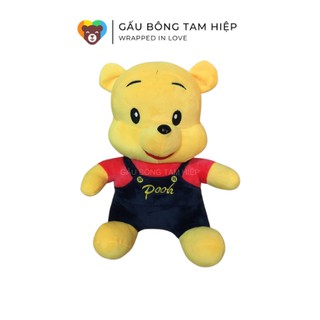 Gấu Pooh yếm💝FREESHIP🍅Gấu bông Thú bông ngộ nghĩnh đáng yêu Chất liệu vải cao cấp mềm min nhồi bông gòn sạch an toàn