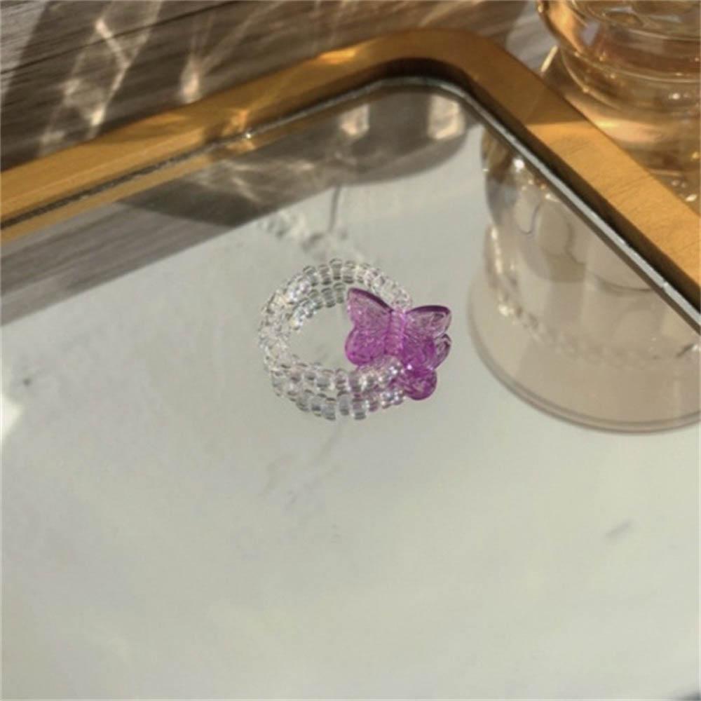 1 Nhẫn Acrylic Trong Suốt Hình Bướm Handmade Thời Trang Cho Nữ