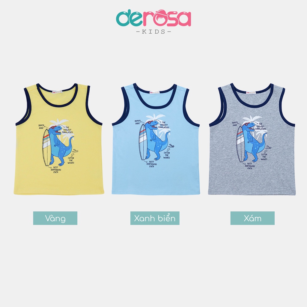 Áo ba lỗ sát nách DEROSA KIDS bé trai áo Tanktop Cotton cho bé từ 2 đến 6 tuổi