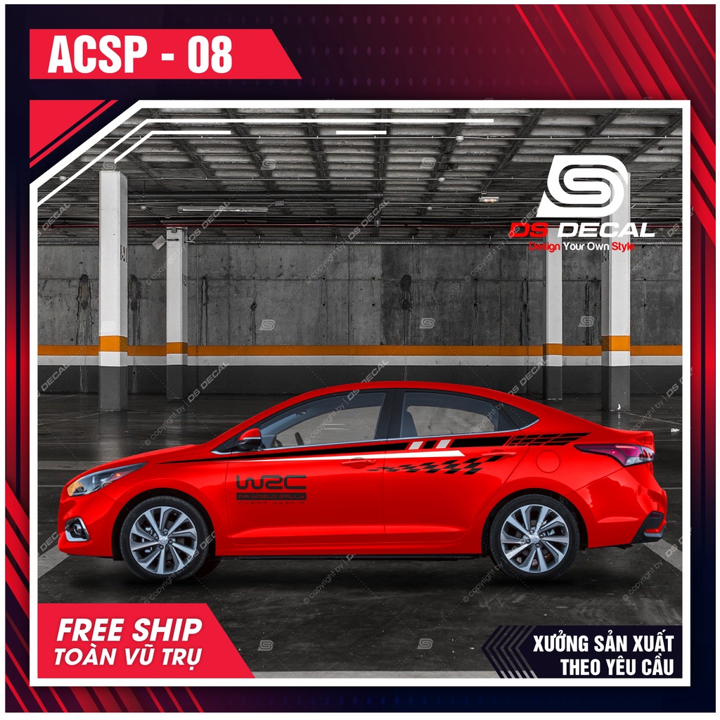 Tem dán xe ô tô Accent - 06, Sticker trang trí xe ô tô, decal dán xe ô tô PVC chống nước - DSDECAL