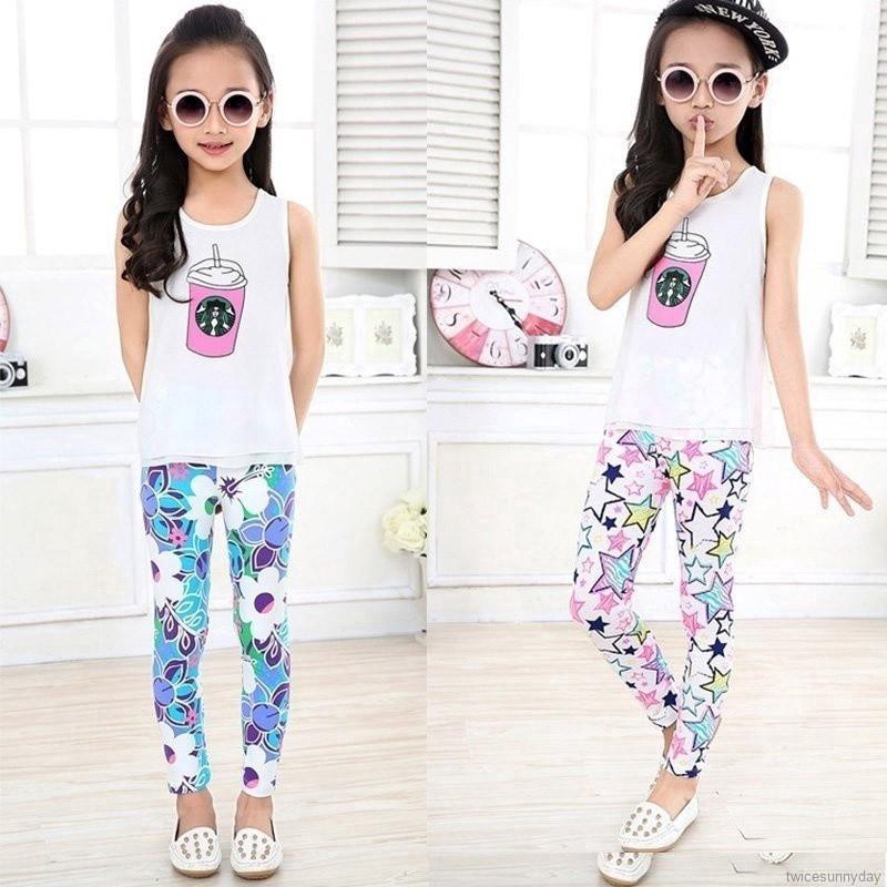 Quần legging phối nhiều họa tiết xinh xắn dành cho bé gái 2-14 tuổi