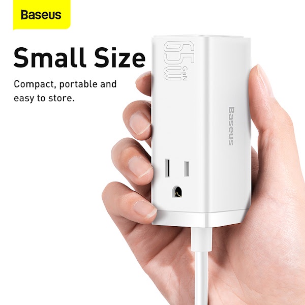Bộ sạc nhanh 65W Baseus GaN3 Pro Desktop Powerstrip 2AC+2 U+2C (With Mini White Cable Type-C to Type-C 100W(20V/5A) 1m )