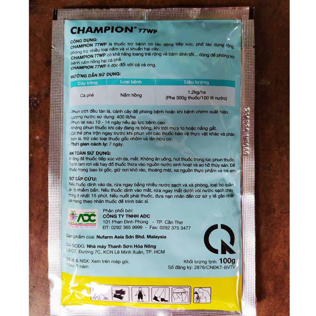 Thuốc Trừ Bệnh CHAMPION 77WP (100g)