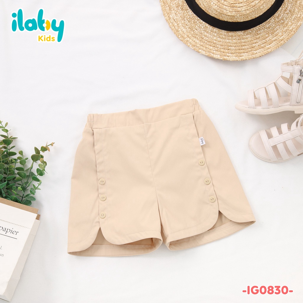 Quần cho bé gái ILABY phối cúc chất liệu kaki