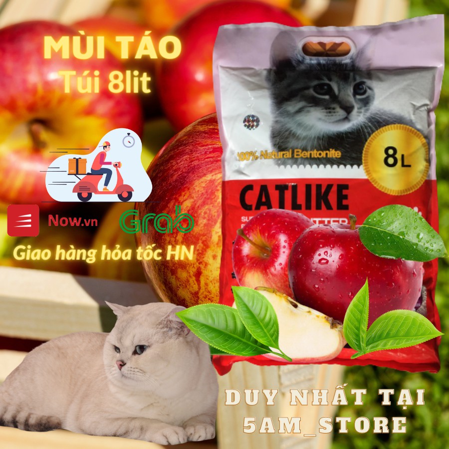 [Mã 157FMCGSALE giảm 8% đơn 500K] Catlike 8l cát cho mèo đi vệ sinh mùi cafe chanh táo hút ẩm khử mùi tốt - 5am store