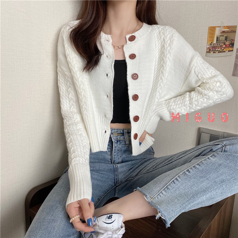 Áo Khoác Cardigan Dệt Kim Thời Trang Thu Đông Xinh Xắn Cho Nữ
