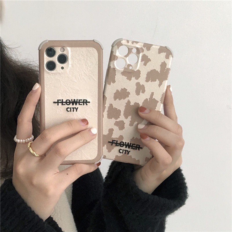 [ẢNH THẬT] Ốp lưng IPhone nhựa dẻo Da báo chống sock 4 góc Flower City 7/8/7plus/8plus/x/xs/xsmax/11/11promax/12/12pr