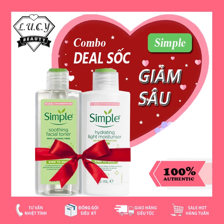 [COMBO SIMPLE] Bộ 2 Cân Bằng, Dưỡng Ẩm Sâu  (TONER 200ML + KEM DƯỠNG 125ML)