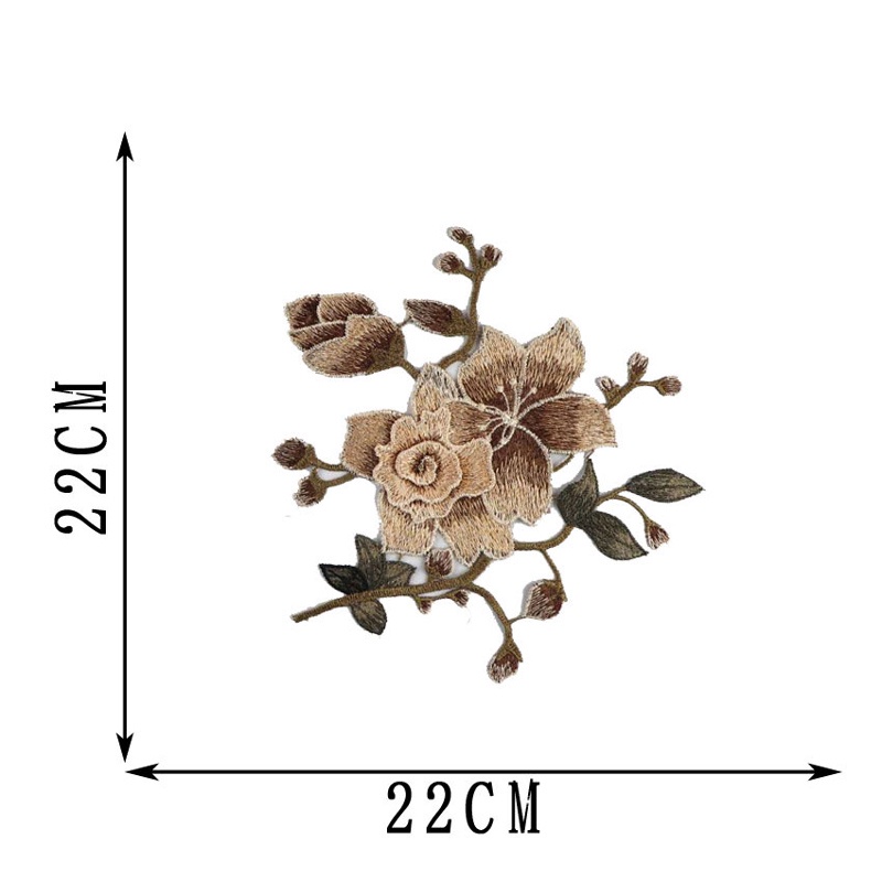 Cặp miếng vá quần áo trang trí đầm cưới DIY vải ren thiết kế hoa màu hồng/ nâu thời trang