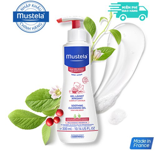 Sữa Tắm Gội Cho Trẻ Sơ Sinh &amp; Em Bé Da Nhạy Cảm Mustela Soothing Cleansing Gel 300ml