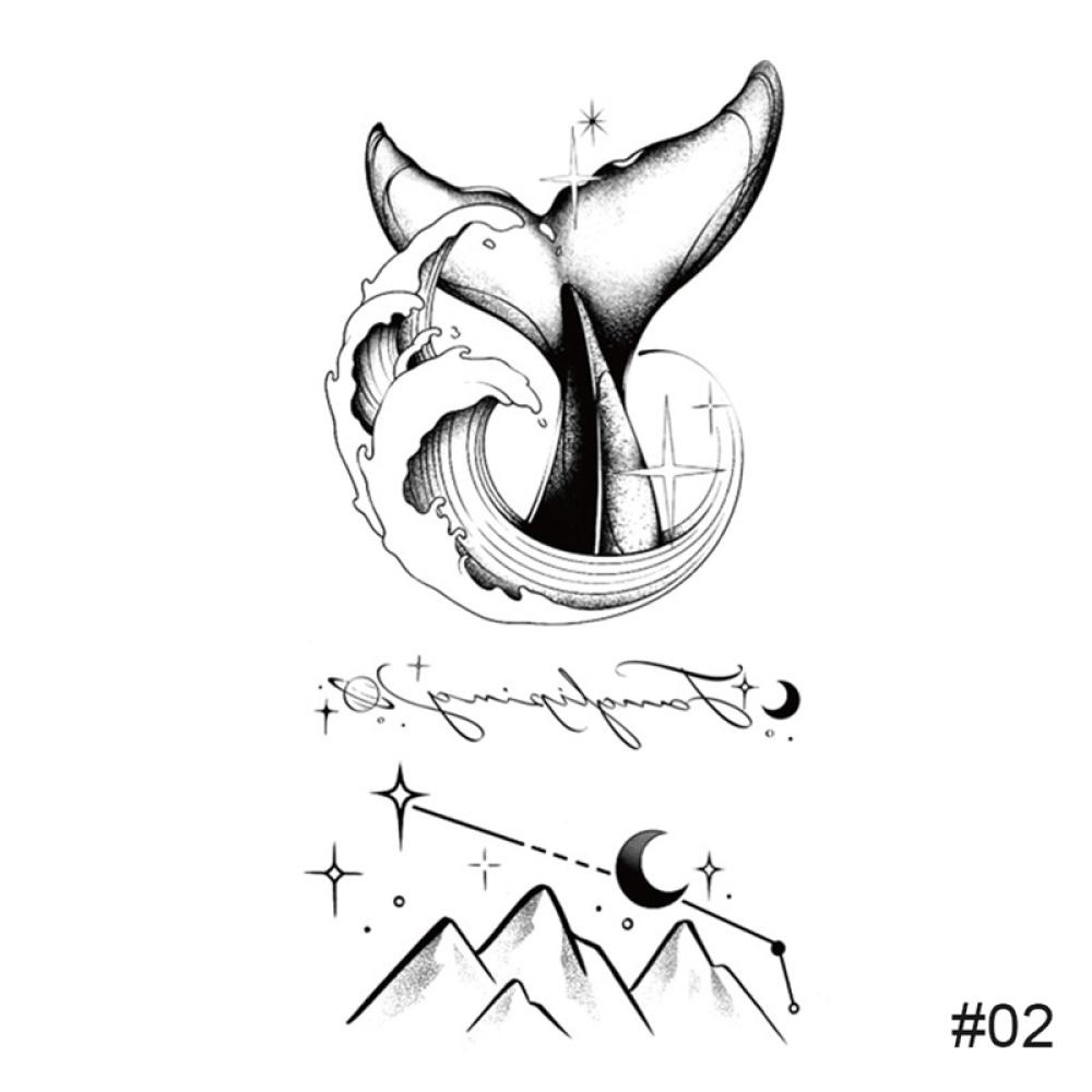 Hình Xăm Dán Tạm Thời Chống Nước Lâu Trôi Màu Đen Tươi Tắn Dành Cho Nam Và Nữ E4V6