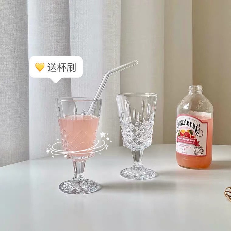 Ly Thủy Tinh Uống Rượu Vang Đỏ Phong Cách Vintage Đơn Giản Trong Suốt