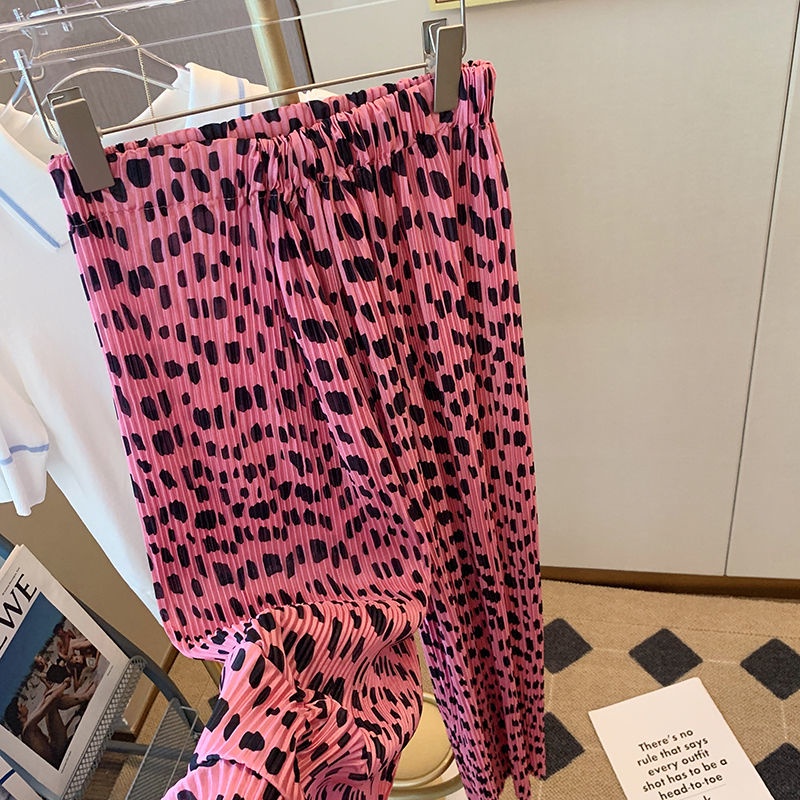 Quần dài Pure Cube lưng cao ống rộng họa tiết chấm bi thời trang mùa hè dành cho nữ