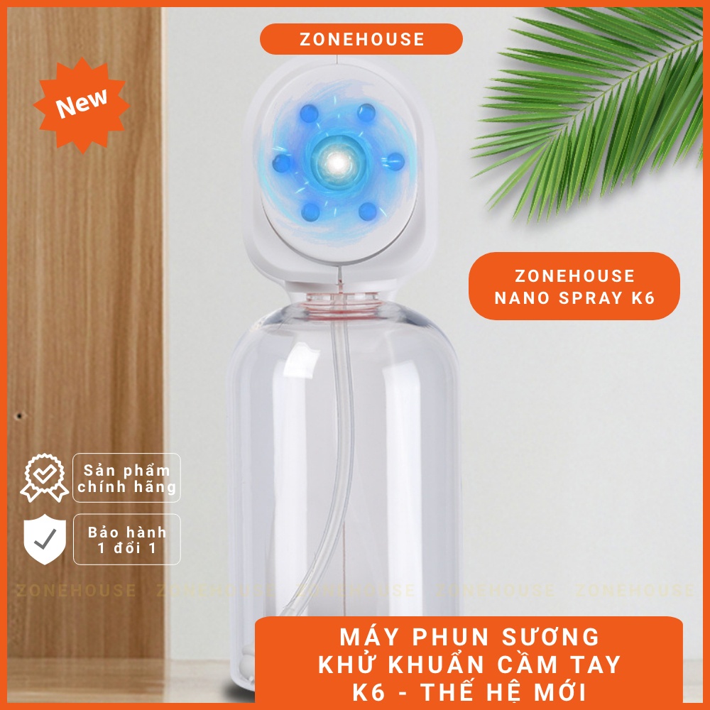 [GIÁ SỈ] Máy Phun Xịt Khử Khuẩn Cầm Tay ZONEHOUSE Mẫu Mới K6 Gọn Nhẹ, Khử Trùng Công Nghệ Tia UV Nano Cực Tím [ZONESHOP]