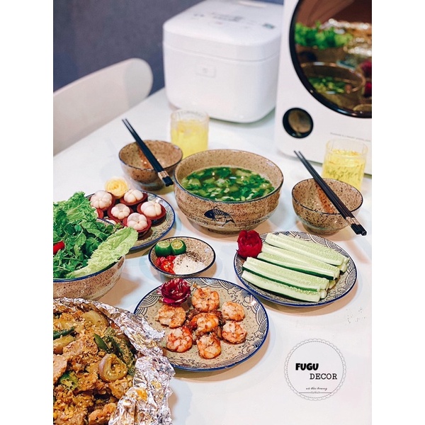 Bộ bát đĩa phong cách Nhật Bản hình con cá , bát đĩa decor