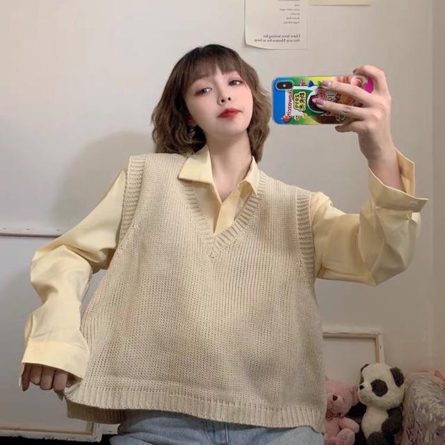 Set váy trắng và áo gile phong cách Hàn Quốc | BigBuy360 - bigbuy360.vn