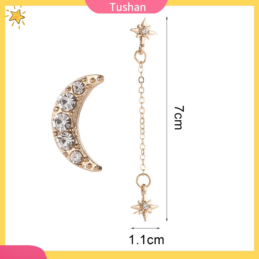 Đôi khuyên tai hình trăng sao đính đá thời trang cho nữ