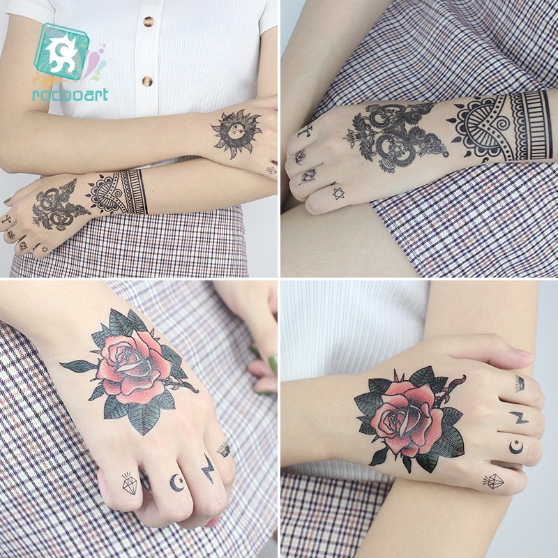 Hình Xăm Dán Sau Lưng Tay Chống Thấm Nước Hình Hoa