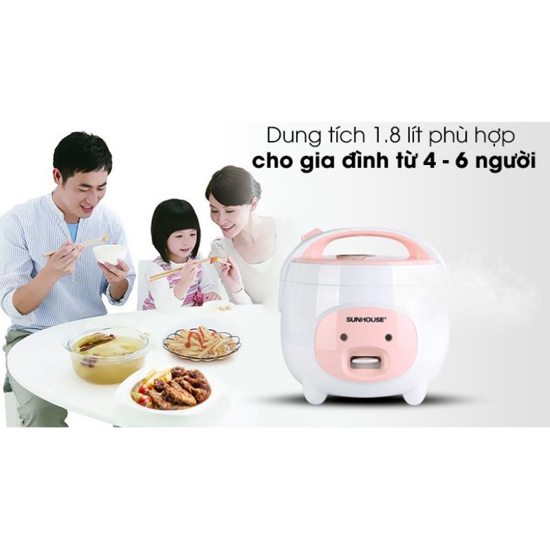 [Mã 44ELSALE2 giảm 7% đơn 300K] NỒI CƠM ĐIỆN 1L8 SUNHOUSE NẮP GÀI CHỊN HÃNG