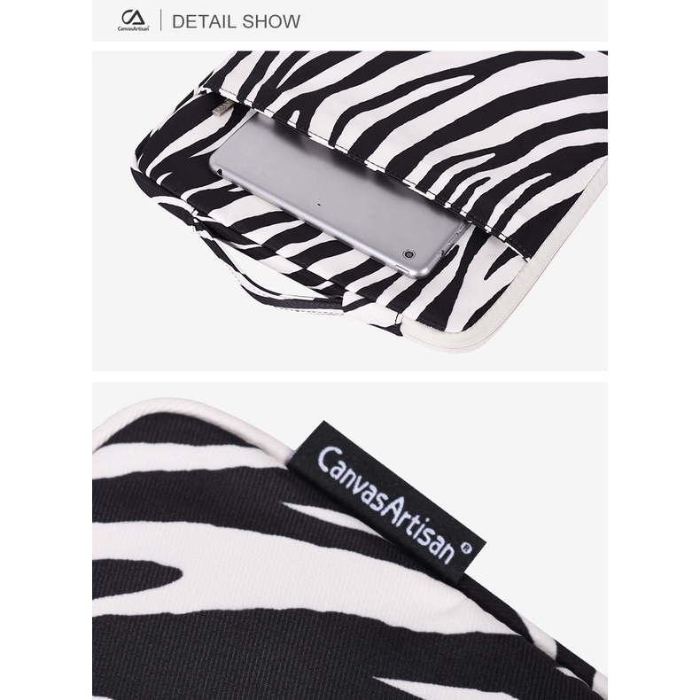 CanvasArtisan Túi đựng máy tính xách tay họa tiết ngựa vằn chống thấm nước cho Macbook Air Pro Thinkpad 11 / 12 / 13 / 14 / 15 Inch