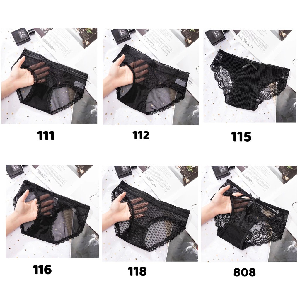 Quần Lót Nữ ❤️FREESHIP❤️ quần Lót Ren set 6 đen phối họa tiết điệu đà mã Ren06 | BigBuy360 - bigbuy360.vn