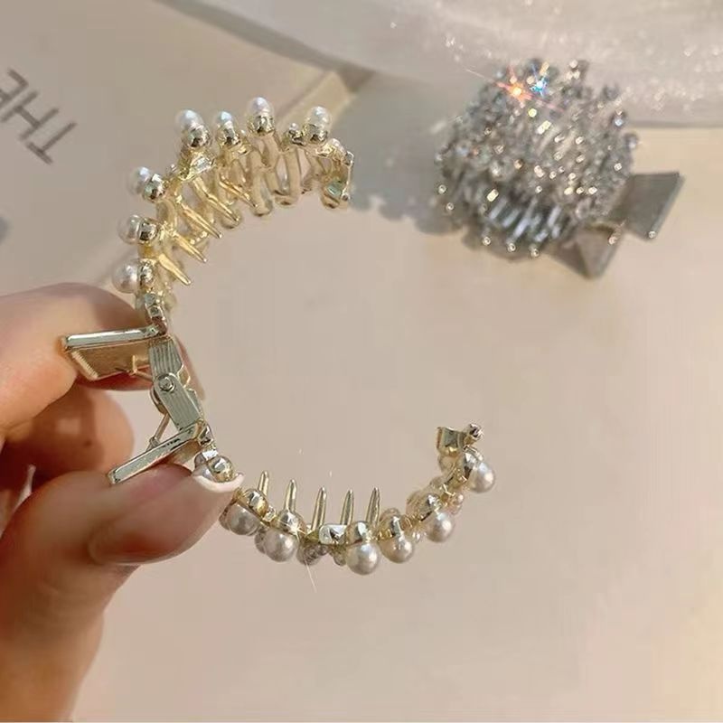 Kẹp Tóc Hình Ngôi Sao / Cá Mập Đính Đá / Ngọc Trai Giả Bằng Kim Loại Thời Trang Hàn Quốc