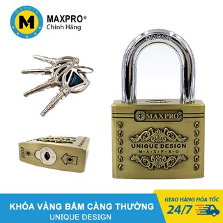 Ổ Khóa Cửa Càng Thường Bấm Chìa Nhọn MAXPRO Hoa Văn Nổi Kích Thước 50mm, 60mm, 70mm - C10X