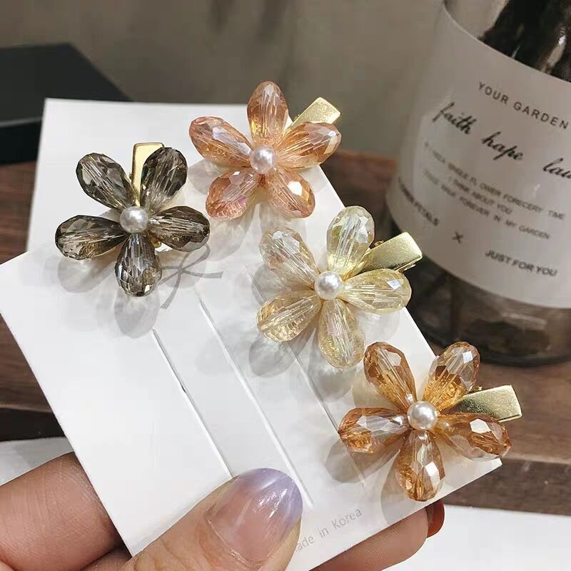 Kẹp tóc hình hoa nhỏ đính pha lê phong cách Hàn Quốc cho nữ